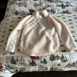 Abercrombie & Fitch Off-White Quilted Fleece Jacket